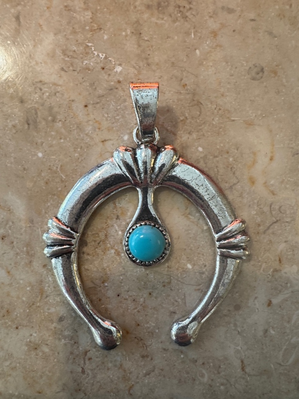 Sterling-Style Silver Naja Pendant with Turquoise Stone